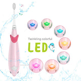 Fairywill Children Electric Toothbrushes for Kids with 7 Popular Songs, Smart Timer, 2 Brush Heads in Pink