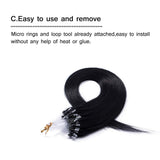 Loop Remy Hair Extensions Human Hair Silicone Micro Ring Beads Stick Tipped Hair Fish Line Link Hairpieces Hand Tied 1g/Strand 50 Individual Strands 50g Highlight 22 Inch #1 Jet Black