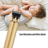 Professional Cordless Hair Trimmer,Hair Clippers For Men Clippers Barber Accessories, Noise Reduction Beard Trimmer Rechargeable Cordless Close Cutting T-Blade Trimmer (Golden)