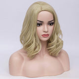 BERON Short Bob Curly Blonde Wig Women's Halloween Cosplay Costume Wig Daily Use Party Wig (Blonde)