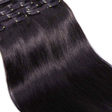 Double Weft 100% Remy Human Hair Clip in Extensions 14''-22'' Grade 7A Quality Full Head Thick Thickened Long Soft Silky Straight 8pcs 18clips Off Black (18" / 18 inch 140g,#1B Natural Black)