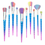 Qivange Unicorn Makeup Brushes, Makeup Brush Kit for for Kids Girls Christmas Makeup Gift, Foundation Eyeshadow Brushes Powder Fan Brush Rainbow Hair Makeup Brush Set for Face Highlighter Contour