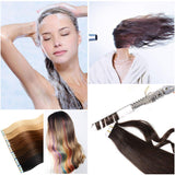 20 Inch Tape in Hair Extensions Remy Human Hair Extensions Se mi-Permanent Pre-taped Invisible Weft Color Straight #1B Natural Black 20 pcs/50g (20", Natural Black)