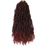 Ombre Burgundy Nu Locs Crochet Hair 18 Inch Prelooped Synthetic Hair Crochet Braids 6Packs Tbug# By Leticia