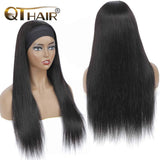 QTHAIR 14A Long Black Headband Wigs for Women Straight Human Hair Wig with Wide Headband Brazilian 100% Unprocessed Virgin Real Afro Wigs 22 inch