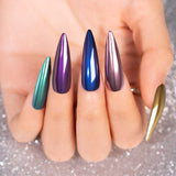 Beetles Chrome Nail Powder Mirror Effect Holographic Aurora Iridescent Pearlescent Manicure Art Decoration Glitter, 8 Colors 1g or 0.5g/Jar