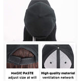 Black Wavy Wig with Hat,Synthetic Hair Extensions Attached Adjustable Black Baseball Cap Fits Women (Black)