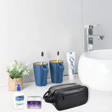 Loteaf Toiletry Bag for Men PU Leather Water-Resistant Travel Toiletry Bag Organizer Dopp Kit for Toiletries Accessories (Black)