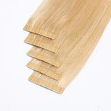 Tape in Hair Extensions Blonde 100% Remy Human Hair 12''-24'' Double Side Tape Seamless Skin Weft Rooted Tape on Natural Hair Extensions 20pcs Long Straight Silky(14 inch 60g,#613 Bleach Blonde)