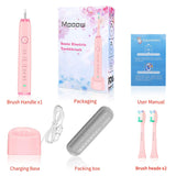 Sonic Electric Toothbrush With Travel Case, 6 Hours Charge Minimum 30 Days, Use 5 Optional Modes, Adapt To Any USB Interface For Wireless Charging, Unique Cherry Blossoms Pink