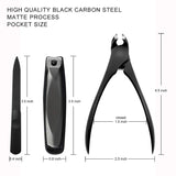 Nail Clippers KookTool Nail Cutter Set 3 pcs, for Ingrown Fingernail & Toenail, Hard&Thick Nail, for Men & Women's Beauty and Health, Nail Cutter & Nail Plier & Nail File, Black Carbon Steel
