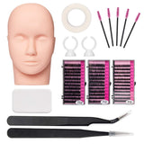 Geisofu Eyelash Extension Practice Kit, Professional Mannequin Head Tool Set Eye Lashes Graft For Makeup Practice(#1)