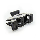 Meilliwish Elegant Crystal Hair Claw Clip for Women (D51)(SemicircleBlack)