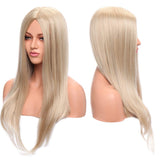 Straight Hair Wig Japanese Synthetic Hair 22 Inch Middle Part Wigs for Women Long Lolita Fancy Wig for Anime Cosplay #24/613 Blonde Mix