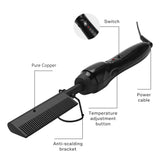 Homfu Electric Hot Straightening Heat Pressing Comb Ceramic Curling Flat Iron Curler Designed Hair Straightener for Natural Black ,Anti-Scald Beard Straightener Press Comb (Black)