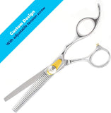 Professional Barber/Salon Scissor Hair Cutting Set - 6.5"-Straight Edge Razor Sharp Scissor + Texturizing Thinning Shears Styling Hair for Women Men, Plus Bonus Faux Leather Case (Barber Scissors)