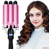 3 Barrel Curling Iron Wand 1 Inch Hair Waver Curling Iron Temperature Adjustable Hair Crimper Ceramic Hair Curling Iron Heats Up Quickly Beach Waver Triple Barrels Hot Tools with LCD Display