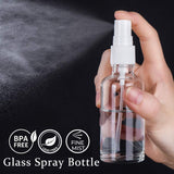 2oz Small Glass Spray Bottles for Essential Oils, Empty Clear Fine Mist Spray Bottle 16 Pack