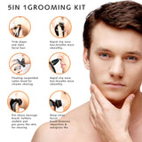 5-in-1 Electric Shaver for Men ,4D Floating Head Shavers for Bald Men, 5 Head Cordless Grooming Kit with Waterproof IPX6, Beard, Nose, Ear, Body Hair Trimmer, Face Cleaning Brush