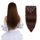 20" Remy Clip in Hair Extensions Human Hair Brown for Women Beauty - Long Silky Straight 8pcs 20clips Real Hair Extensions Clip In Human Hair (20 inch 100g #4 Medium Brown)