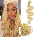 #613 Bleach Blonde Single Bundle Grade 7A Virgin Human Hair 1 Bundle Body Wave Unprocessed Brazilian Hair Sew in Hair Weft for Women Wavy Hair Weave 100g