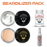 Beardilizer Value Pack: Dietary Supplement 90 Caps + Beard Growth Spray 4 Oz + Beard Growth Conditioner and Softener Cream 4 oz + All Natural Beard Wax 4 oz