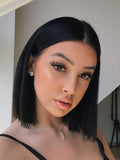 Juziviee Short Hair Wigs for Women, 12'' Cute Black Bob Hair Wig, Natural Looking Soft Synthetic Full Wigs for Daily Party Cosplay AD015BK