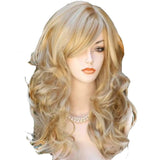 AneShe Wig Women's 2 Tones Blonde Mixed Big Wave Synthetic Hair Long Wavy Curly Hair Wigs (Golden/Blonde)