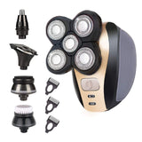 5-in-1 Electric Shaver for Men ,4D Floating Head Shavers for Bald Men, 5 Head Cordless Grooming Kit with Waterproof IPX6, Beard, Nose, Ear, Body Hair Trimmer, Face Cleaning Brush