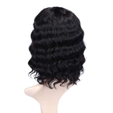 WIGNEE Loose Wave Bob Lace Part Wigs 100% Virgin Brazilian Human Hair Middle Part Wave Wigs for Women Glueless Wig Natural Black Color (Natural Black Loose Wave Bob)