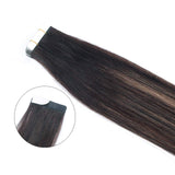 Sixstarhair Silky Straight Beautiful Balayage Color New Trend Tape in Hair Extensions Dark Brown Fading to Chestnut Brown Remy Human Hair Ombre and Piano Colors [Color B2-6 16inch]