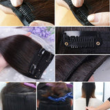 2 Pieces Dark Brown Human Hair Clip in Hair Extensions 14inch,Straight Hairpiece about 25g/pc,total 50g