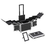 Yaheetech 19’’ Aluminum Trolley Makeup Case Rolling Beauty Cosmetic Lock Box w/Hand Black