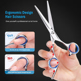 Professional Hair scissors for cutting hair thinning shears Barber scissors set for men and women. Shears for hair cutting Salon Barber and Family Kit