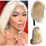 613 Bob Wigs 13x1x4 T Part Blonde Lace Front Wig Remy Hair Silky Straight Middle Part Bob Wigs Bleached Knots Glueless Wigs 150% Density 613 with Natural Hairline 12 Inches for Women(Take Color Well)