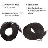 20 Inch Tape in Hair Extensions Remy Human Hair Extensions Se mi-Permanent Pre-taped Invisible Weft Color Straight #1B Natural Black 20 pcs/50g (20", Natural Black)