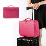 GLAMFORT Makeup bag makeup case travel makeup train bag rose red large capacity with dividers cosmetic bag organizer