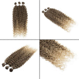 DÉBUT 3 synthetic Hair Bundles with easy Closure 29 inches 340g Deep Wave Hair Weave Hair Extension Heat Resistant (T042: Gradients Blonde)