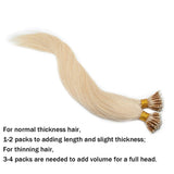 SEGO Nano Bead Ring Human Hair Extension Pre Bonded Nano Tip Remy Hair Extensions Micro Beads Rings Loop Hand Tied Hairpiece 18 Inch #60 Platinum Blonde 1g/strand 50g/pack