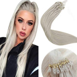 LaaVoo Micro Beads Hair Extensions Human Hair Blonde Micro Loop Extensions 18inch Solid Color Platinum Blonde Micro Human Hair Extensions Real Remy Microlink Hair 50g/50s