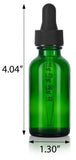 1 oz Green Glass Boston Round Graduated Measurement Glass Dropper Bottle (4 pack) + Funnel