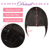 Clip in Bangs 100% Human Hair with Temples Thick Blunt Cut Clip on Human Hair Fringe for Women #1B Natural Black