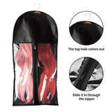 3 PCS Wig Bag, Storage Bag for Extension with Wooden Hanger, Hair Extensions Bag, Wig Storage, Hair Extension Holder and Hanger Storage Bag, Gift for Women,Daugther,Wife