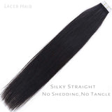 Lacerhair 20 inch Remy Tape in Human Hair Extensions Semi-permanent Natural Black #1B 100% Real Virgin Human Hair Double Side Extensions 50g 20pcs/set