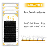 4 Tray Volume Lash Extensions .03 .05 .07 .10 Easy Fan Volume Lashes C D curl Flowering Lash Extensions Mega Volume Lash Extensions 10-19mm Length(D-0.05-12+12+13+13)