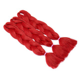24 Inch Jumbo Braids Hair Extensions High Temperature Synthetic Hair African Rainbow Box Braiding Hair for Senegal Twist 100g/pack Red 3 Packs
