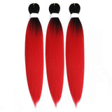 Pre Stretched Braiding Hair Ombre Red Easy Braid Synthetic Braiding Hair Extension 24 Inch Crochet Braids Hair 3 Packs By Leticia