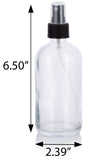 8 oz Clear Boston Round Thick Plated Glass Bottle with Black Mist Spray (4 Pack)