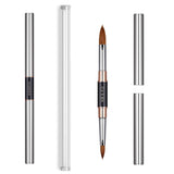 KEMEISI 2-head 3D Acrylic Nail Brush Dual-tip Size 02＆08/04＆10/06＆12 Multifunctional Nail Art Brush Black-Mid with Silver-Cap Color Blocking (06＆12)