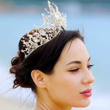 Yean Bride Wedding Crowns and Tiaras Gold Bridal Crystal Headpiece Rhinestone Hair Accessories for Women and Girls (Gold)